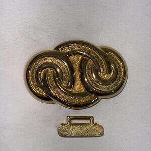 Vintage Douglas Paquette Gold Tone Ornate‎ Belt Buckle 2pc Swirl Pattern